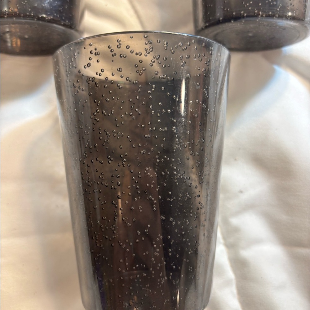 Set of 5 Black Speckled Glass Tumblers 5” - Picture 2 of 5